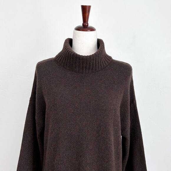 Gap Turtleneck Chocolate Brown Knit Mini Sweater Dress - Picture 2 of 8